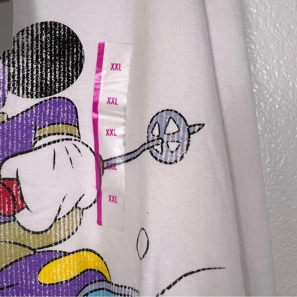 Disney Men's White‎ and Purple Mickey Mouse Crewneck Sweater